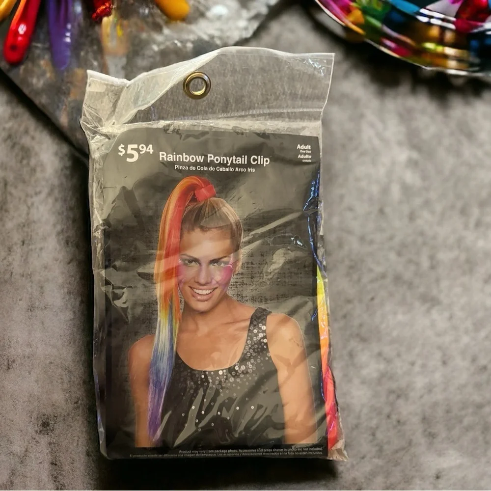 Rainbow Ponytail Hair Extension Clip NIP Pride Festival Costume Cosplay